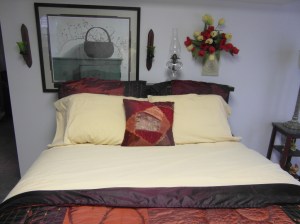 Oil Lamp Sitting on Headboard